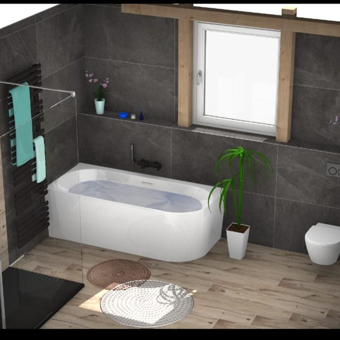 Plan 3D du projet de salle de bains réalisé avant les travaux